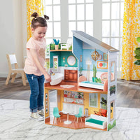Wooden Dollhouse with Furniture for kids Kings Warehouse 