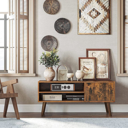 Wooden Look TV Console Stand With Storage Shelf & Cupboard living room Kings Warehouse 
