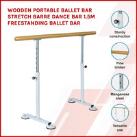 Wooden Portable Ballet Bar Stretch Barre Dance Bar 1.5M Freestanding Ballet Bar Kings Warehouse 
