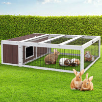 Wooden Rabbit Hutch Chicken Coop Run Cage Habitat House Outdoor Large Kings Warehouse 