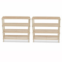 Wooden Shoe Rack 4-Tier Shoe Shelf Storage 2 pcs
