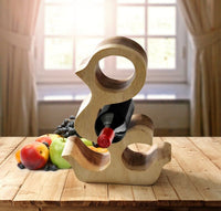 Wooden Wine Rack Carved Wood 4 bottle Wine Storage-Acacia Wood handcrafted KingsWarehouse 