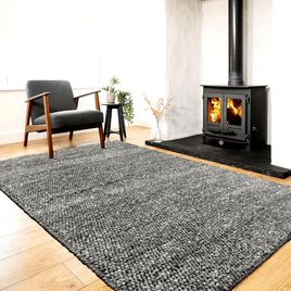 Wool Pebble Charcoal Lifestyle Rug 130x 180 cm living room Kings Warehouse 