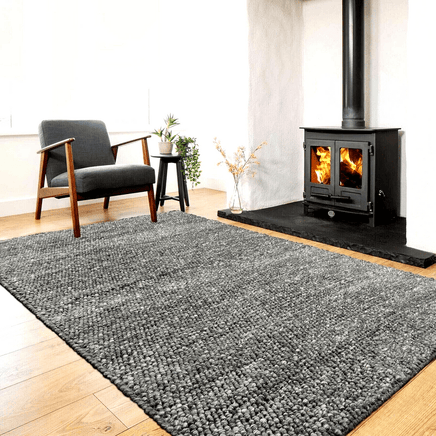 Wool Pebble Charcoal Lifestyle Rug 130x 180 cm living room Kings Warehouse 