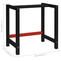 Work Bench Frame Metal 80x57x79 cm Black and Red Kings Warehouse 