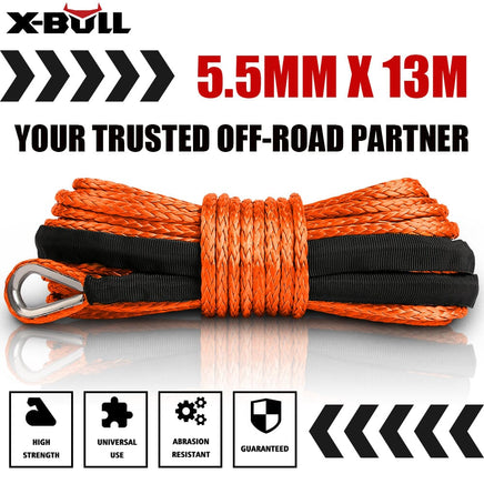 X-BULL 12V Electric Winch 4500LB Winch Boat Trailer Steel Cable With 5.5MX13M Synthetic Rope Orange Kings Warehouse 
