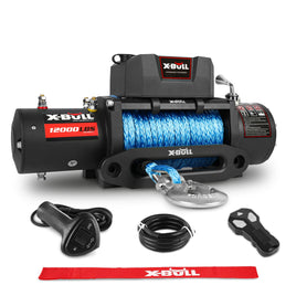 X-BULL Electric Winch 12V 12000LBS/5454kg 26M Synthetic Rope Wireless Remote 4WD 4X4 Kings Warehouse 