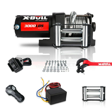 X-BULL Electric Winch 3000lbs/1360kg Wireless 12V Steel Cable ATV 4WD BOAT 4X4 Kings Warehouse 