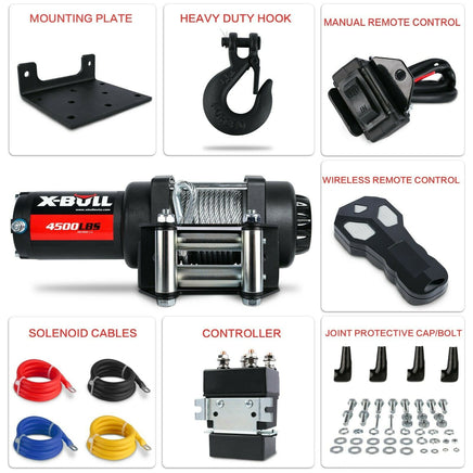 X-BULL Electric Winch 4500LBS/2041KG Steel Cable Wireless Remote Boat ATV 4WD Kings Warehouse 