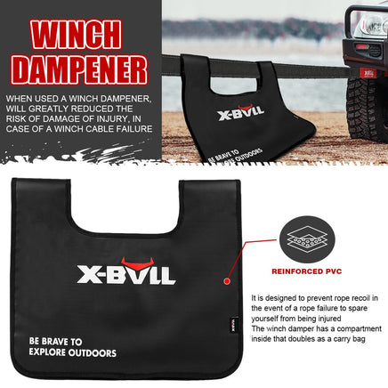 X-BULL Recovery Kit 4X4 Off-Road Kinetic Rope Snatch Strap Winch Damper 4WD13PCS Kings Warehouse 