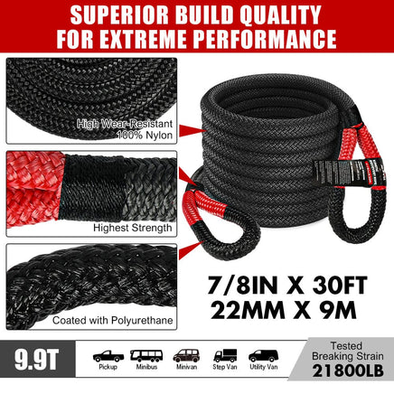 X-BULL Recovery Kit 4X4 Off-Road Kinetic Rope Snatch Strap Winch Damper 4WD13PCS Kings Warehouse 