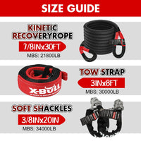 X-BULL Recovery Kit 4X4 Off-Road Kinetic Rope Snatch Strap Winch Damper 4WD13PCS Kings Warehouse 