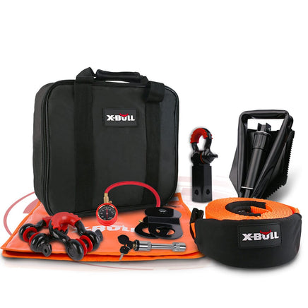 X-BULL Winch Recovery Kit 11PCS 4WD 4x4 Pack Off Road Snatch Strap Essential Kings Warehouse 