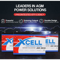 X-Cell 100Ah AGM Battery Deep Cycle 12v Marine Solar Camping Glass Matt 4WD Volt Kings Warehouse 