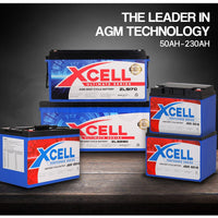 X-Cell 100Ah AGM Battery Deep Cycle 12v Marine Solar Camping Glass Matt 4WD Volt Kings Warehouse 