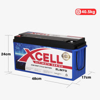 X-Cell 170Ah AGM Battery Deep Cycle 12v Marine Solar Camping Volt Glass 4WD SLA Kings Warehouse 