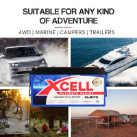 X-Cell 170Ah AGM Battery Deep Cycle 12v Marine Solar Camping Volt Glass 4WD SLA Kings Warehouse 