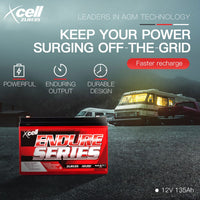 X-CELL AGM Deep Cycle Battery 12V 135Ah Portable Sealed SLA Camping Solar Marine Kings Warehouse 