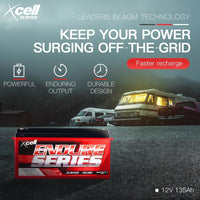 X-CELL AGM Deep Cycle Battery 12V 155Ah Portable Sealed SLA Camping Solar Marine Kings Warehouse 