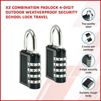 X2 Combination Padlock 4-Digit Outdoor Weatherproof Security School Lock Travel KingsWarehouse 