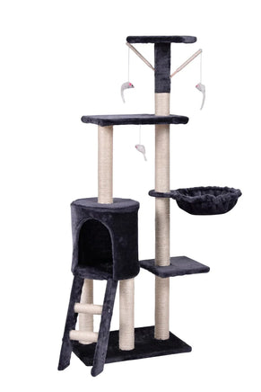 YES4PETS 138cm Cat Scratching Post Tree Post House Tower with Ladder-Grey Kings Warehouse 