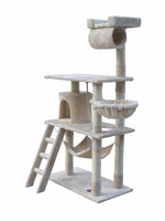 YES4PETS 140 cm Cat Scratching Post Tree W ladder & Hammock-Beige Kings Warehouse 