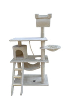 YES4PETS 140 cm Cat Scratching Post Tree W ladder & Hammock-Beige Kings Warehouse 