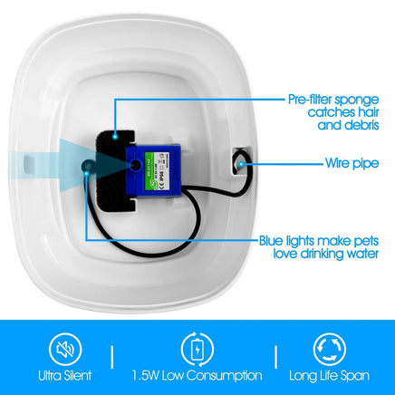 YES4PETS 2.5L Automatic Electric Pet Water Fountain Dog Cat Water Feeder Bowl Dispenser Kings Warehouse 