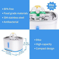 YES4PETS 2.5L Automatic Electric Pet Water Fountain Dog Cat Water Feeder Bowl Dispenser Kings Warehouse 