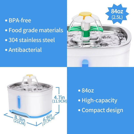 YES4PETS 2.5L Automatic Electric Pet Water Fountain Dog Cat Water Feeder Bowl Dispenser Kings Warehouse 
