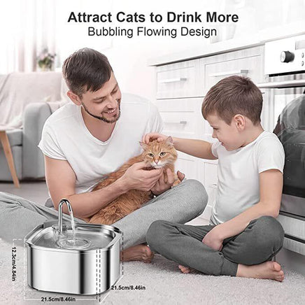 YES4PETS 3.2L Automatic Electric Pet Water Fountain Dog Cat Stainless Steel Feeder Bowl Dispenser Kings Warehouse 