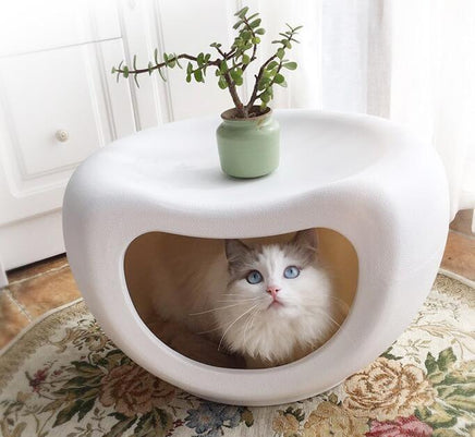 YES4PETS Cat Kitten Bed Cave Small Dog House Kennel Plastic Pet Pod Bedding Igloo White Kings Warehouse 