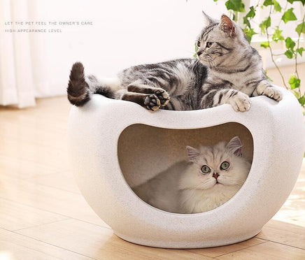 YES4PETS Cat Kitten Bed Cave Small Dog House Kennel Plastic Pet Pod Bedding Igloo White Kings Warehouse 