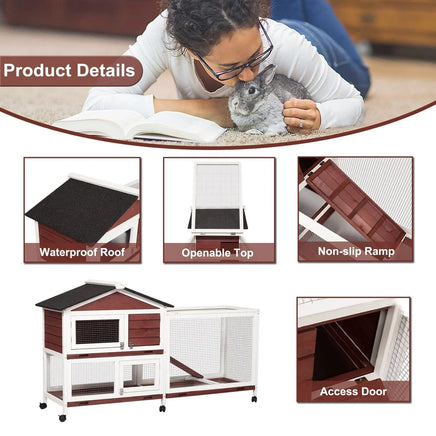 YES4PETS Double Storey Large Rabbit Hutch Guinea Pig Cage , Ferret Cage With Pull Out Tray On Wheels Kings Warehouse 