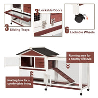 YES4PETS Double Storey Large Rabbit Hutch Guinea Pig Cage , Ferret Cage With Pull Out Tray On Wheels Kings Warehouse 