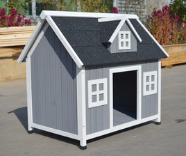 YES4PETS Grey Large Timber Pet Dog Puppy Wooden Cabin Kennel Timber House Kings Warehouse 