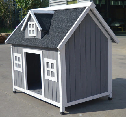 YES4PETS Grey Large Timber Pet Dog Puppy Wooden Cabin Kennel Timber House Kings Warehouse 