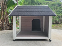 YES4PETS L Timber Pet Dog Kennel House Puppy Wooden Timber Cabin 130x105x100cm Grey Kings Warehouse 