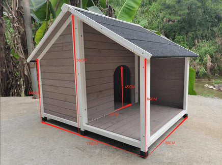 YES4PETS L Timber Pet Dog Kennel House Puppy Wooden Timber Cabin 130x105x100cm Grey Kings Warehouse 