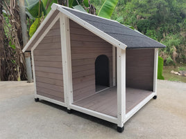YES4PETS L Timber Pet Dog Kennel House Puppy Wooden Timber Cabin 130x105x100cm Grey Kings Warehouse 