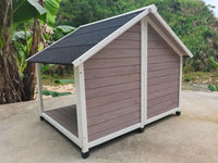 YES4PETS L Timber Pet Dog Kennel House Puppy Wooden Timber Cabin 130x105x100cm Grey Kings Warehouse 
