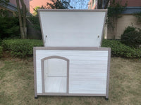 YES4PETS L Timber Pet Dog Kennel House Puppy Wooden Timber Cabin With Stripe White Kings Warehouse 