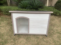 YES4PETS L Timber Pet Dog Kennel House Puppy Wooden Timber Cabin With Stripe White Kings Warehouse 