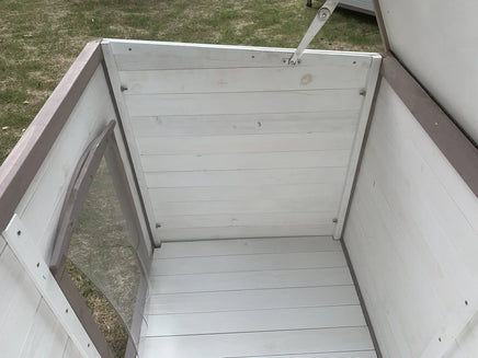 YES4PETS L Timber Pet Dog Kennel House Puppy Wooden Timber Cabin With Stripe White Kings Warehouse 