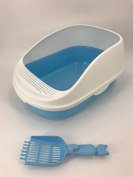 YES4PETS Large Deep Cat Toilet Litter Box Tray High Wall with Scoop Blue Kings Warehouse 