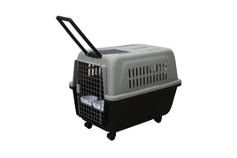YES4PETS Large Plastic Kennels Pet Carrier Dog Cat Cage Crate With Handle and Wheel Black Kings Warehouse 