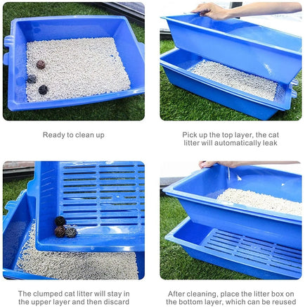 YES4PETS Lift and Sift Self Cleaning Kitty Litter Trays Cat Litter Tray Toilet Sifting Slotted Trays Kings Warehouse 