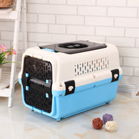 YES4PETS Medium Dog Cat Crate Pet Rabbit Carrier Travel Cage With Tray & Window Blue Kings Warehouse 