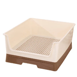 YES4PETS Medium Dog Potty Training Tray Pet Puppy Toilet Trays Loo Pad Mat With Wall Brown Kings Warehouse 