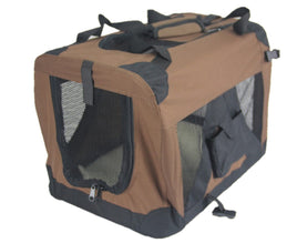 YES4PETS Medium Portable Foldable Dog Cat Puppy Soft Crate-Brown Pet Care Kings Warehouse 